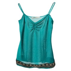 Class by Roberto Cavalli Canotta con orlo impreziosito in maglia blu verde acqua M. I.