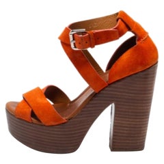 Ralph Lauren Kollektion Orange Alannah Sandalen aus Wildleder Größe 37