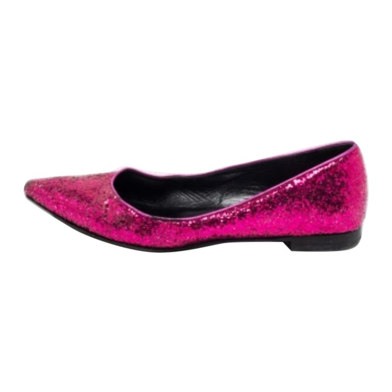 Saint Laurent Bailarinas de purpurina rosa Talla 36.5 en venta