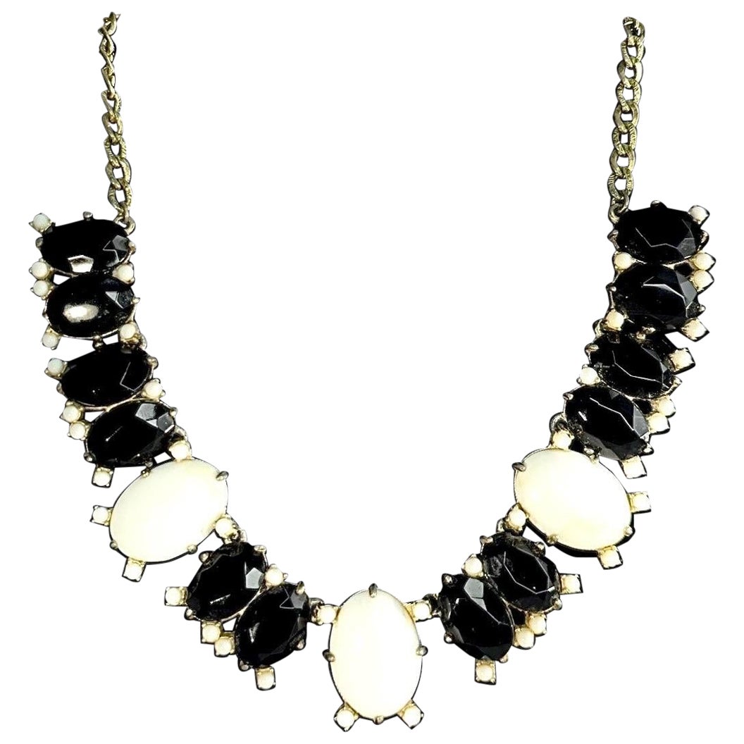 Elsa Schiaparelli Black and White Cabochon Necklace, 1950s For Sale