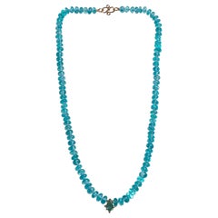 Genuine Sparkling Emerald and Paraiba Apatite Diamond Necklace