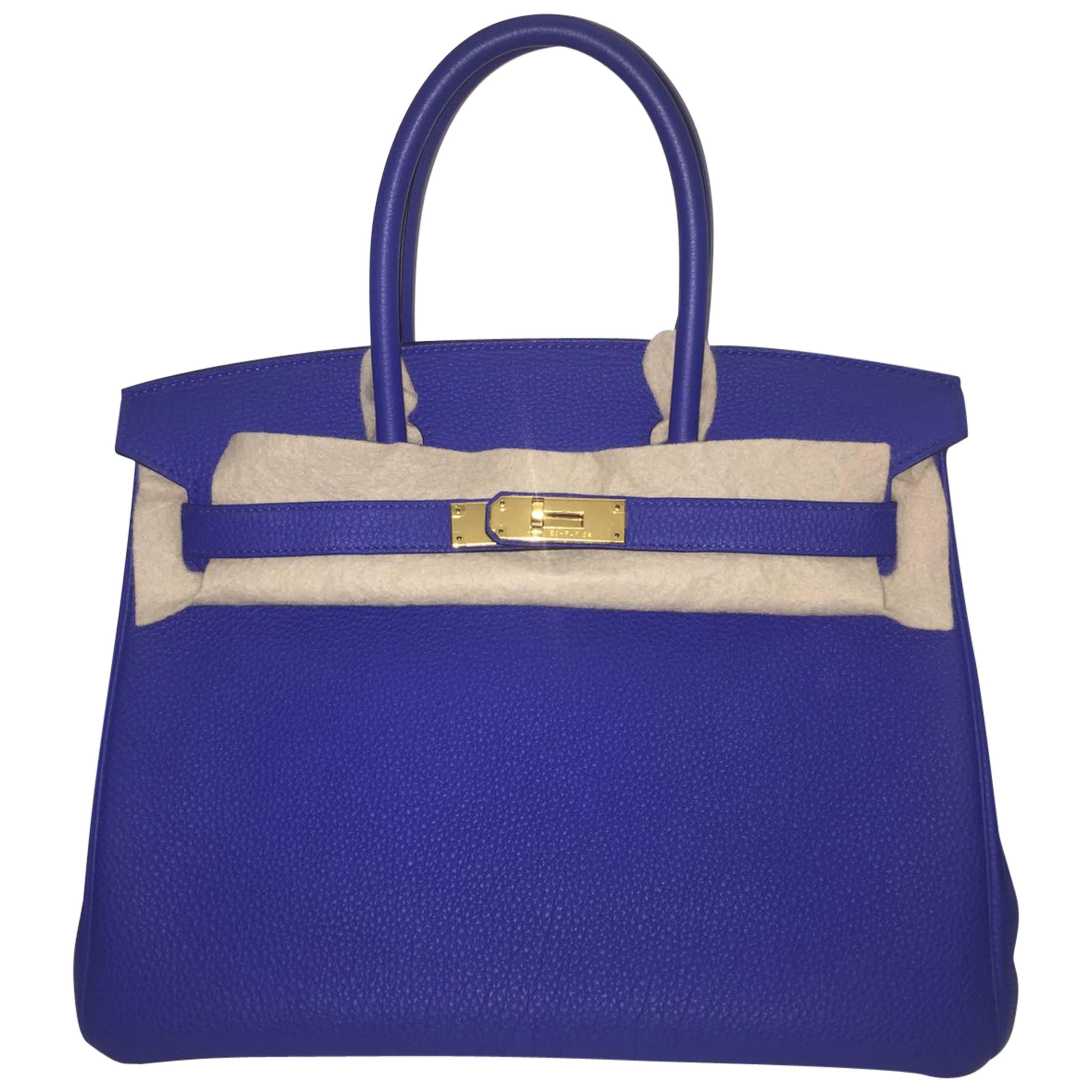 Brand New Hermes Birkin 30 Togo Blue Electric GHW For Sale