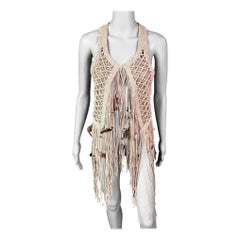 Roberto Cavalli S/S 2011 Leather Feather Embellished Fringed Top Vest Jacket