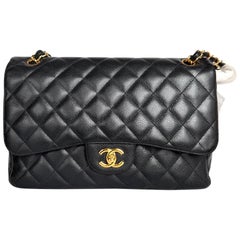 Chanel Classic Flap Jumbo Nero Caviale Pelle Doppia Flap Hardware Oro 2011-20