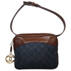 Vintage Chanel Belt Bag in Jeans Fabric and Brown Leather. Golden Hardware 4