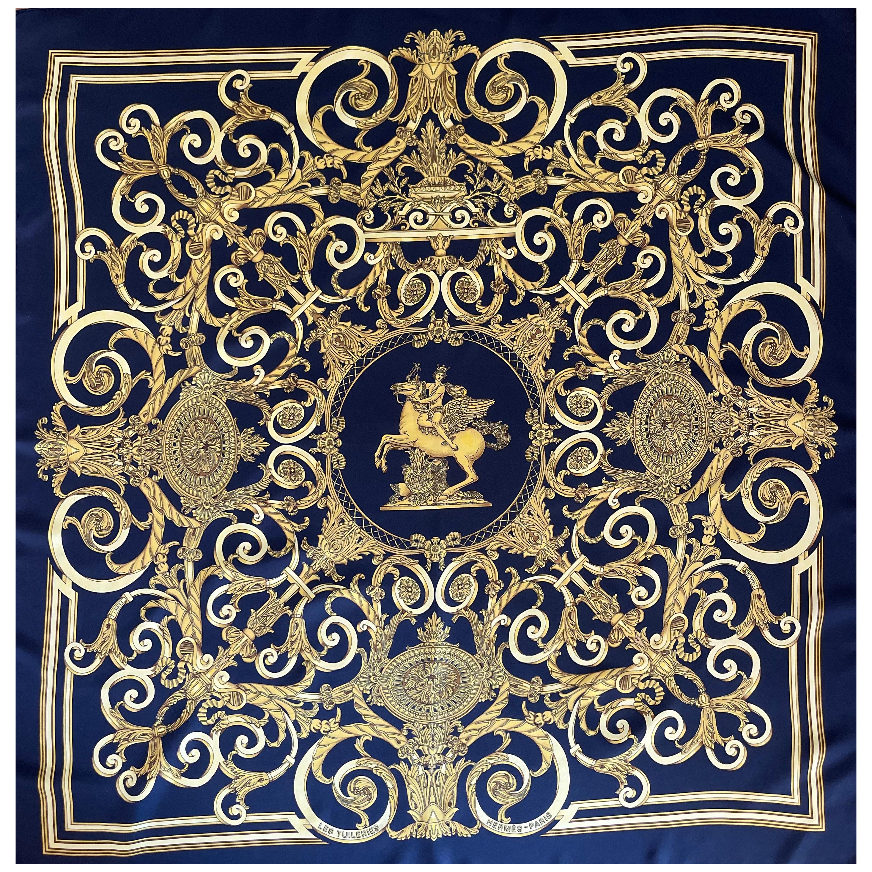 Hermès Silk Scarf "Les Tuileries" 1990 For Sale