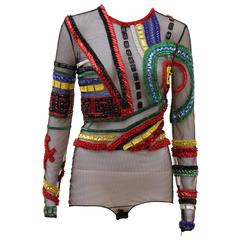 New VERSACE EMBELLISHED TULLE BODYSUIT TOP 10