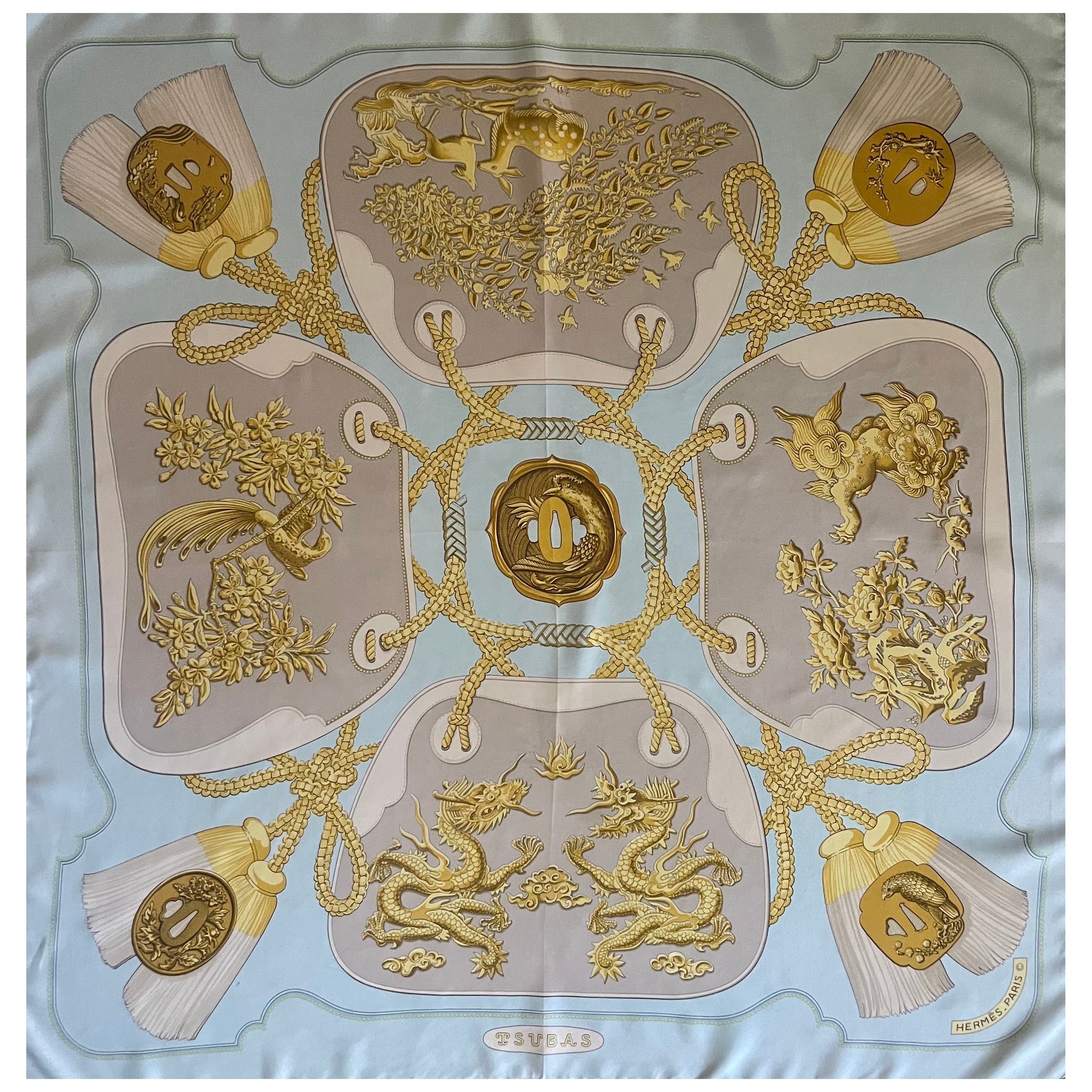 Hermès Scarf  "Tubas" 1991 For Sale