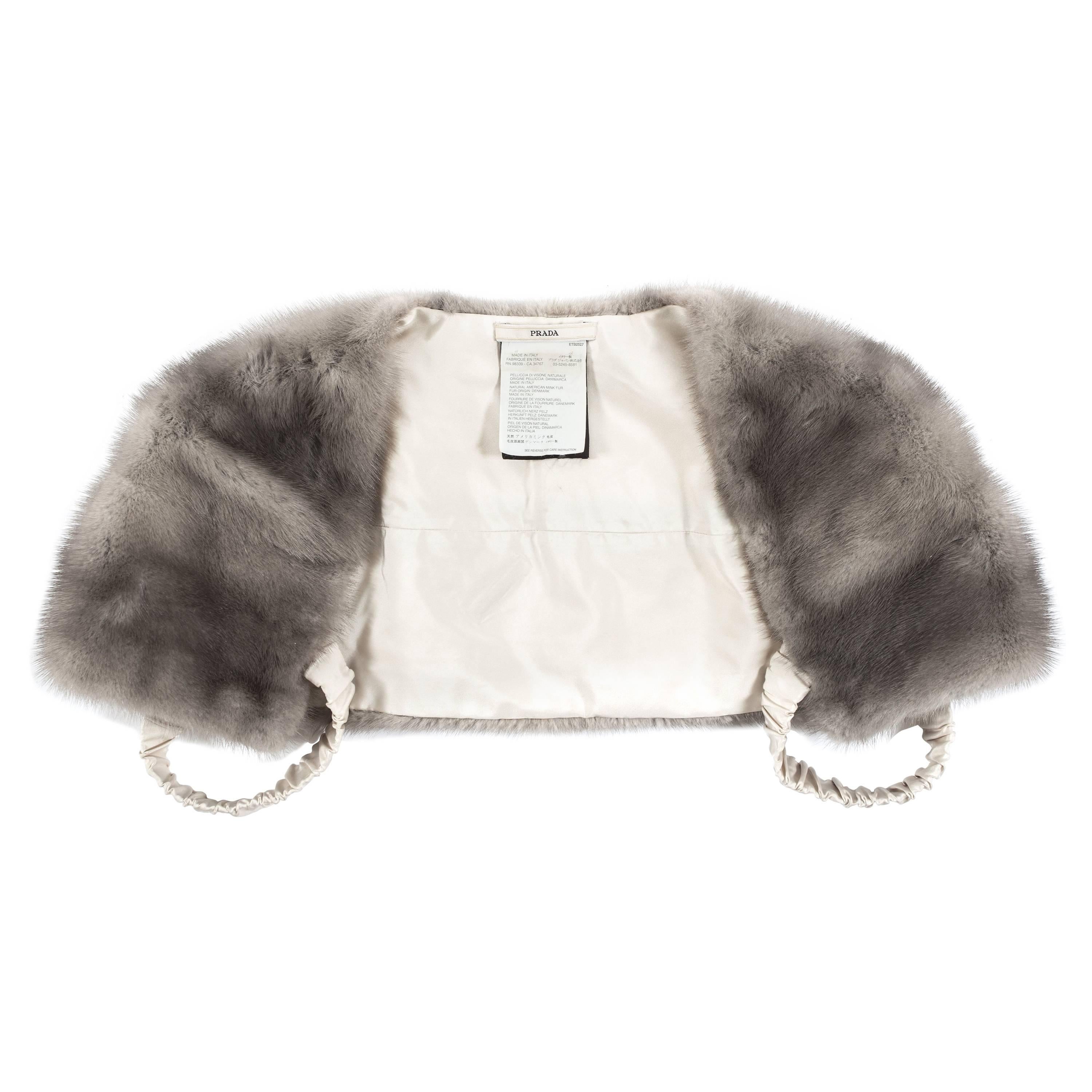 Prada 1990s grey mink fur bolero For Sale at 1stDibs | grey fur bolero,  prada bolero, prada bolero top
