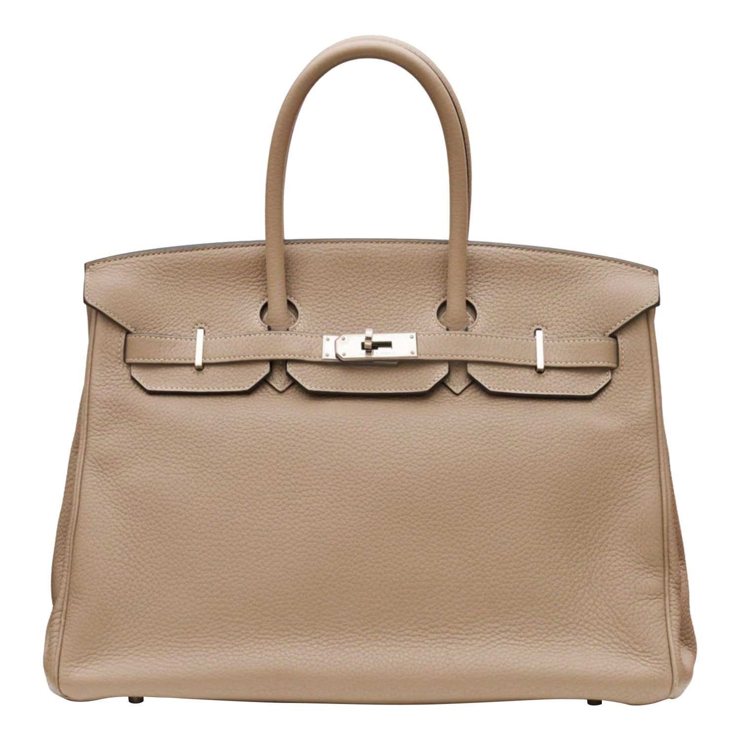 Birkin 35 Clemence Etoupe PHW im Angebot