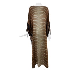 Agua de Coco Zebra Print Caftan in Brown & Cream Silk OSFM