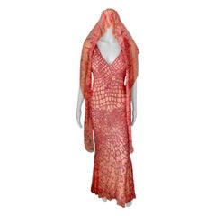Roberto Cavalli Resort 2014 Embellished Lace Evening Dress and Shawl 2 Piece Set (Ensemble 2 pièces en dentelle ornée)