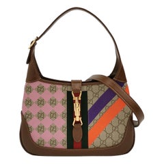 Gucci Jackie 1961 Small Brown Leather Multicolor Monogram Canvas