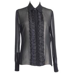 VALENTINO Top Black Blouse Beautiful Front Detail 8 nwt 11