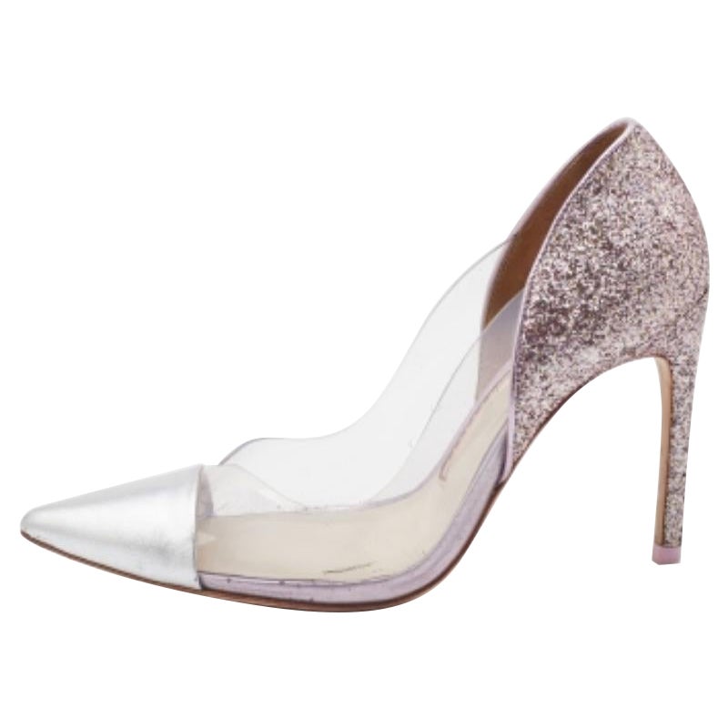 Sophia Webster Pumps a punta in pelle, PVC e glitter argento Daria Taglia 36,5 in vendita