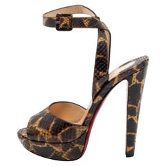 Christian Louboutin Python Leder Peep Toe Plattform Knöchelriemen Sandalen Größe 39