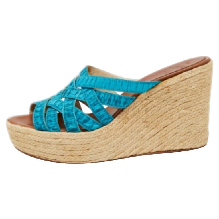 Christian Louboutin Pleated Crepon Espadrille Platform Wedge Sandals Size 41 For Sale