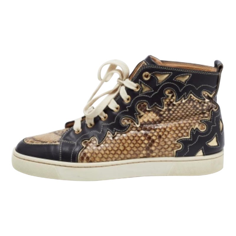 Christian Louboutin Leder & Python Rantus Orlato High Top Turnschuhe Größe 39,5