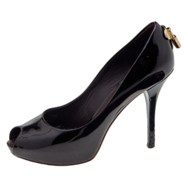 Louis Vuitton Burgundy Leather Oh Really! Platform Peep Toe Pumps Size 35.5 For Sale