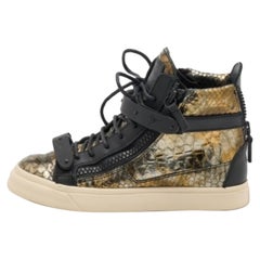 Giuseppe Zanotti - Sneakers alte Coby in pelle goffrata con pitone oro - misura 37