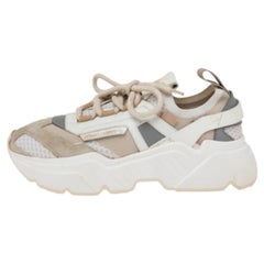 Dolce & Gabbana Suede & Knit Fabric Hex Daymaster Low Top Sneakers Size 37.5