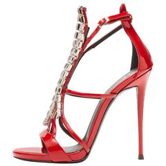 Giuseppe Zanotti NEW & SOLD OUT Red Patent Jewel Evening Sandals Heels in Box