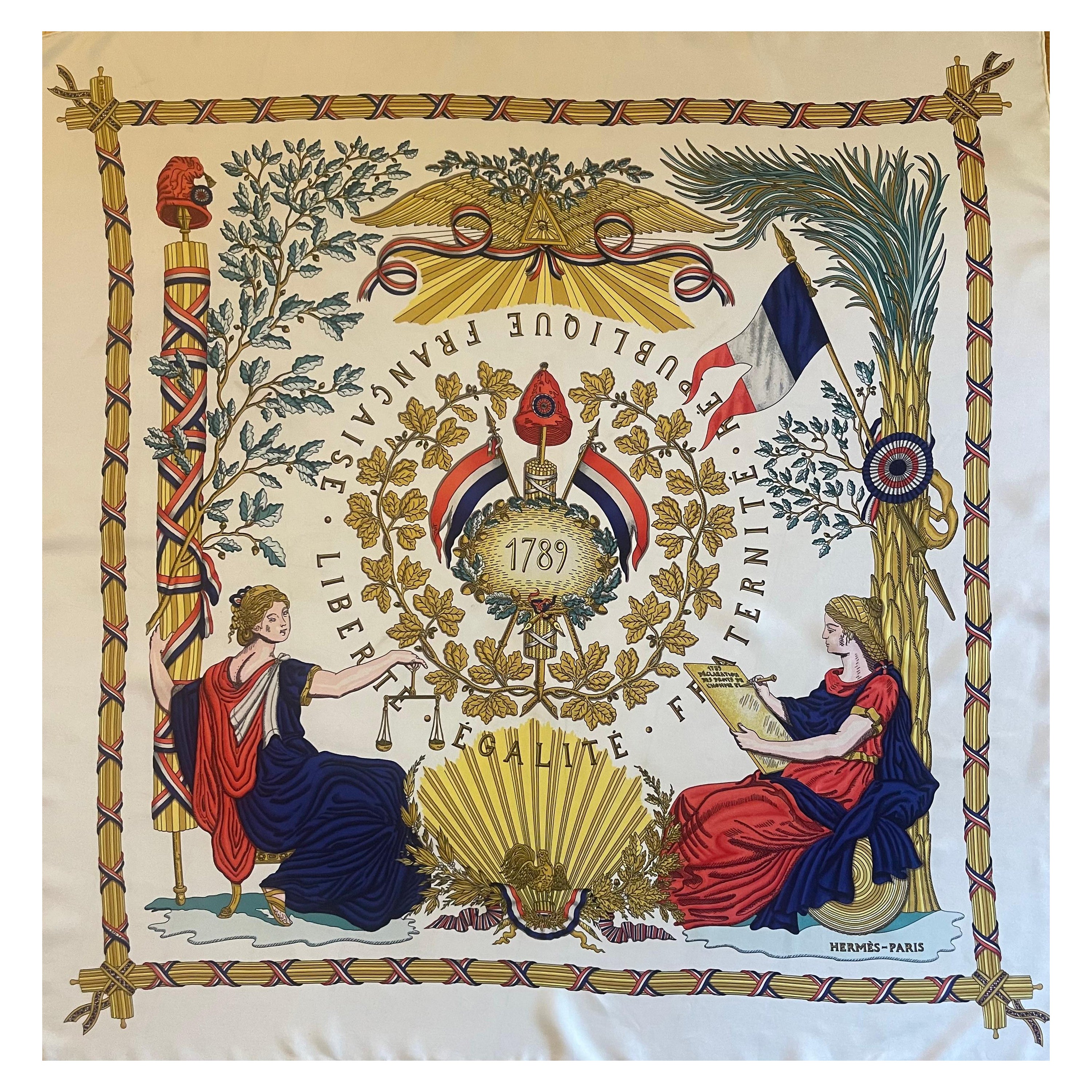 Hermès Halstuch "République Française - Liberté, Égalité, Fraternité " im Angebot