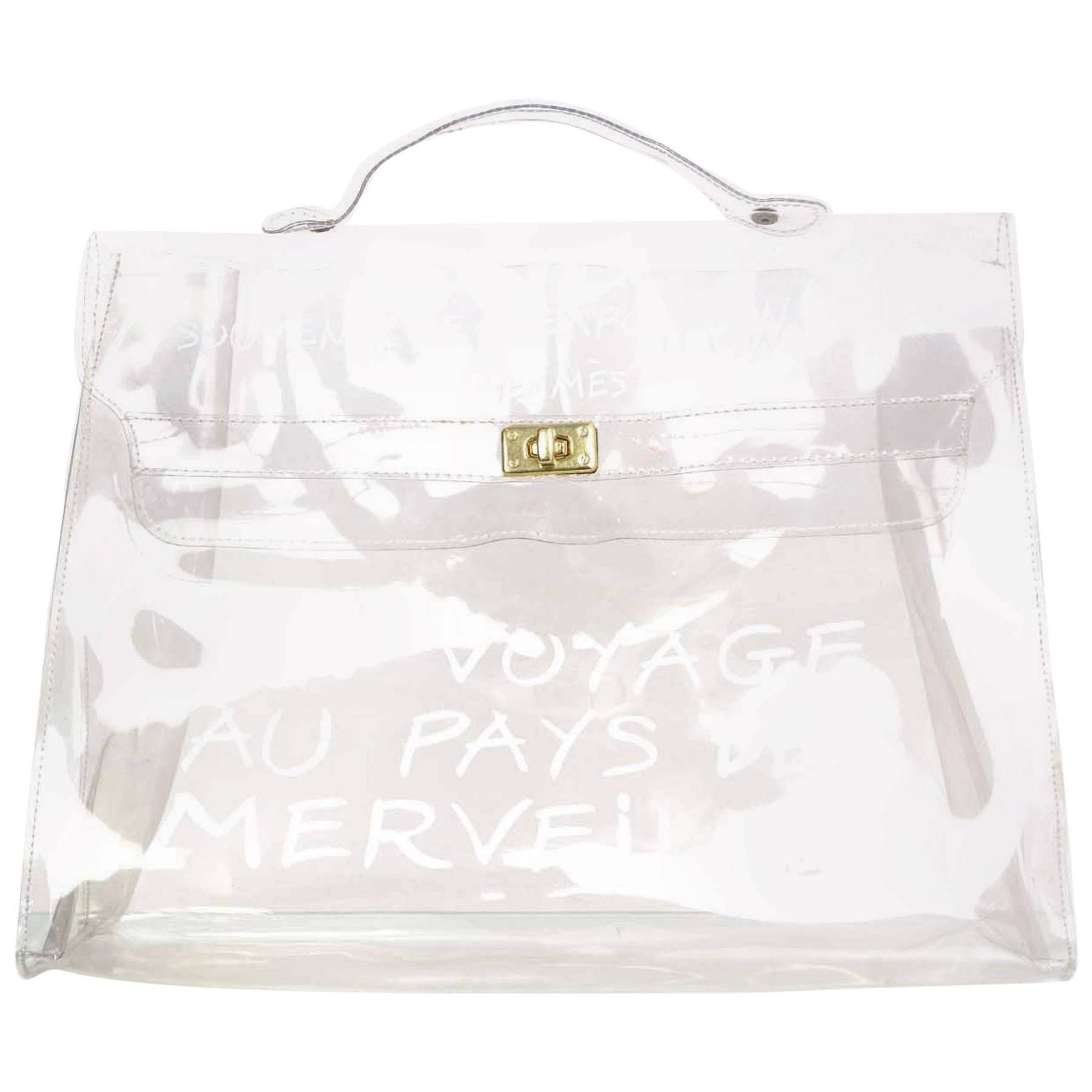Hermes Clear Plastic Un Voyage Kelly Souvenir Tote Bag at 1stDibs | un voyage  bag, un voyage clear bag, hermes un voyage bag