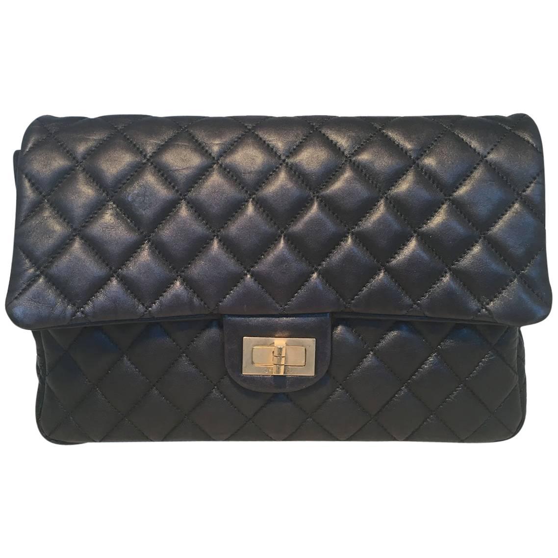 Chanel Black Quilted Soft Lambskin Leather Classic Flap Clutch 