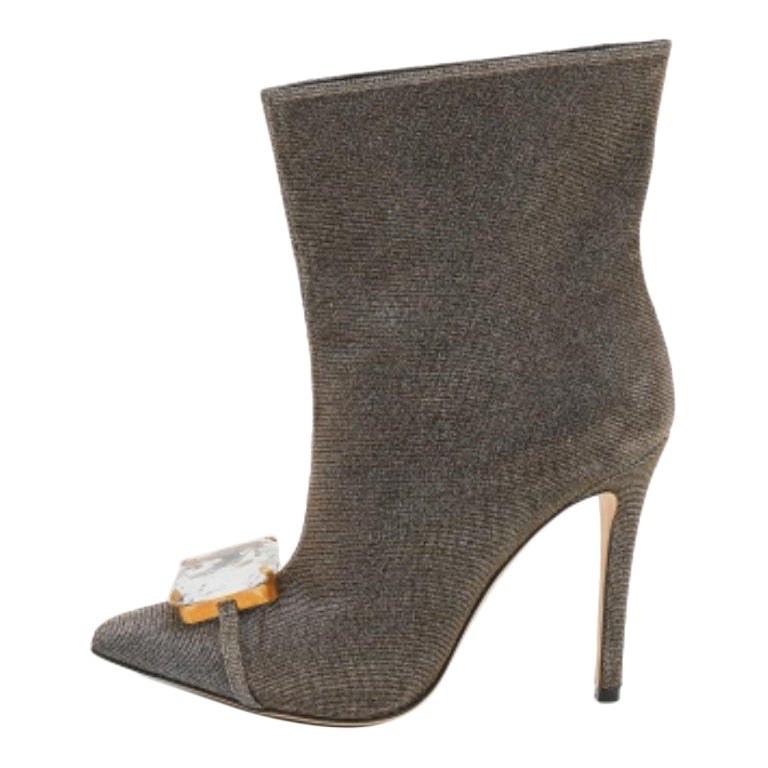 Marco De Vincenzo Schillernde Lurex-Stoff-Kristall-Stiefel Größe 39 im Angebot