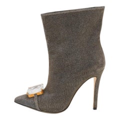 Marco De Vincenzo Schillernde Lurex-Stoff-Kristall-Stiefel Größe 39