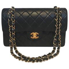 Chanel Black 9inch 2.55 Double Flap Classic Shoulder Bag