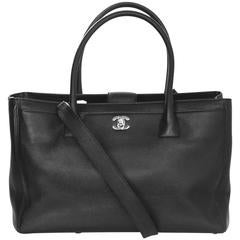 Chanel Black Deerskin Leather Executive Cerf Tote Bag w/ Strap 