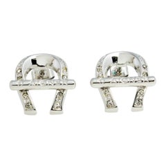 Aigner - Boucles d'oreilles logo en cristal argenté