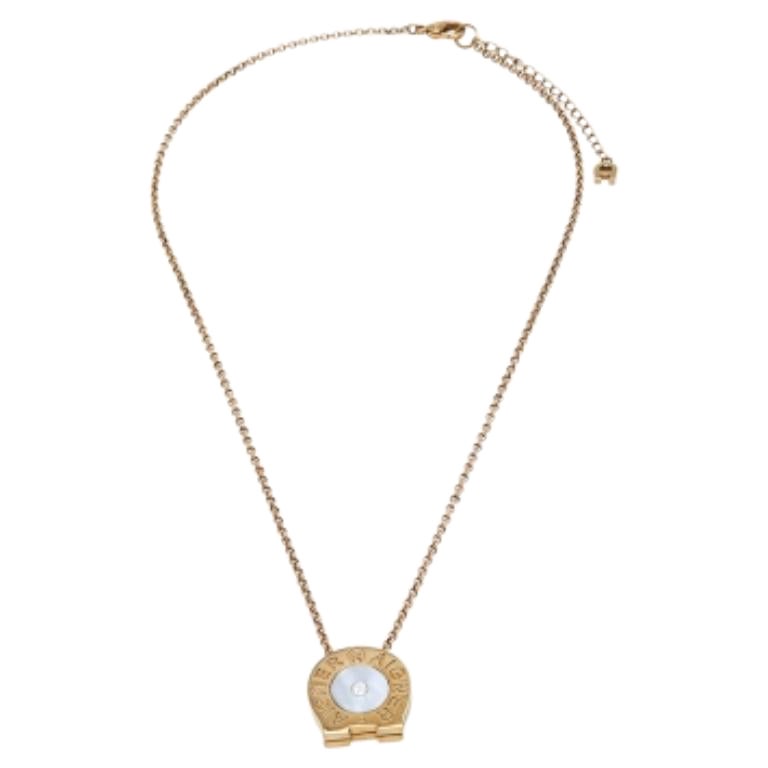 Aigner Collana in metallo dorato con cristalli di madreperla in vendita