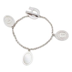 Aigner Crystals Mother of Pearl Silver Tone Metal Bracelet