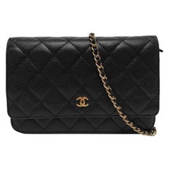 Chanel Wallet on Chain Classic Flap Black Caviar Leather Gold Hardware 2016-17