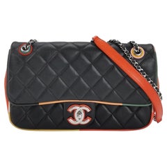 Chanel Timeless Classic Flap Lambskin Plexiglass Quilted Medium Cuba Color Black