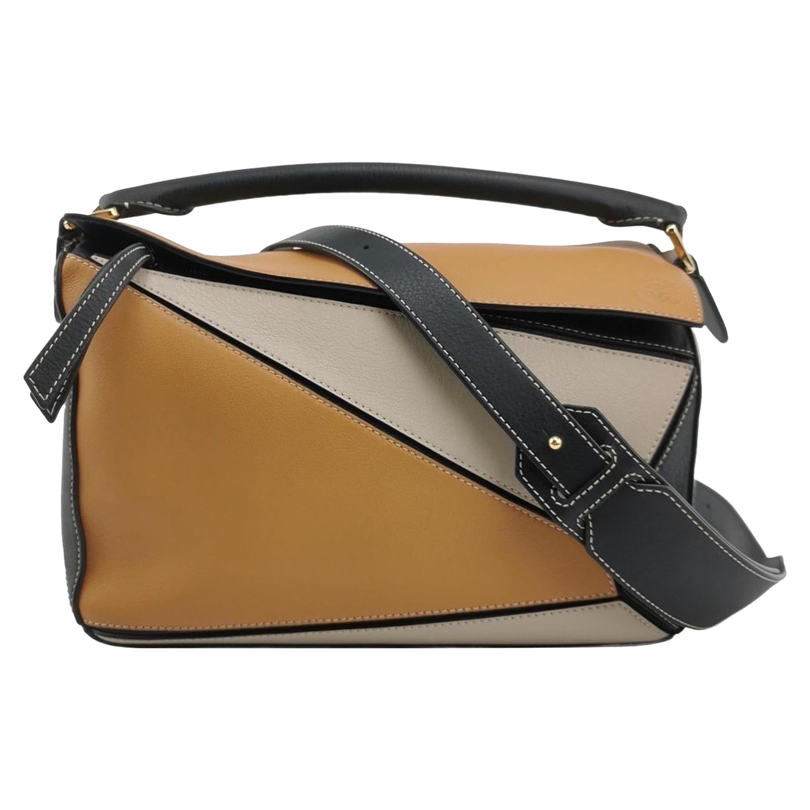 Loewe Puzzle Medium Multicolor Tricolor Black Yellow Calfskin leather bag For Sale