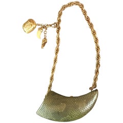 Avant Garde Retro 1990s Horn Shaped Snakeskin Removable Charm Evening Bag 90s