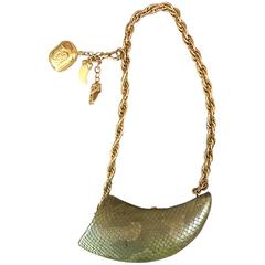 Avant Garde Vintage 1990s Horn Shaped Snakeskin Removable Charm Evening Bag 90s 8
