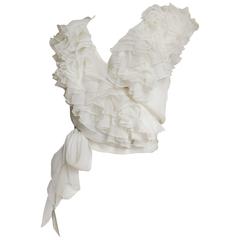 Moschino Couture Vintage New Ruffle Wrap Silk Top 12