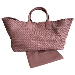 Bottega Veneta Cabat Maxi Intreccio Leather Tote Bag Mauve Pink 50cm