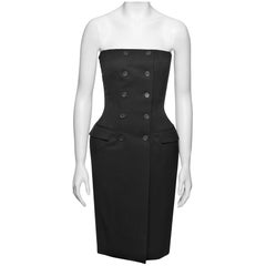 Balenciaga di  Nicolas Ghesquière - Vestito bustier scolpito in lana nera, FW 2001