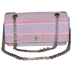 Vintage Chanel 23cm multicolor tweed 2.55 flap shoulder bag