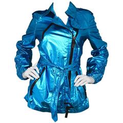 Burberry Sport Metallic Blue Trench Coat sz US6 4