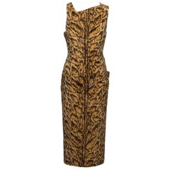 Gianni Versace, tubino in pelliccia sintetica con stampa leopardo, AI 1996
