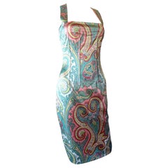 DOLCE & GABBANA Vintage 2000s Stretch Silk Paisley Corset Dress