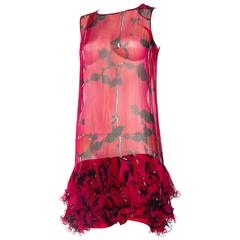 Fabulous Sheer 1960s Silk Ruffled Summer Cocktail Dress 5