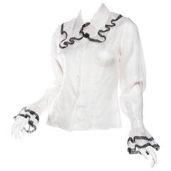 Valentino Oliver Silk Blouse with Lace Ruffles